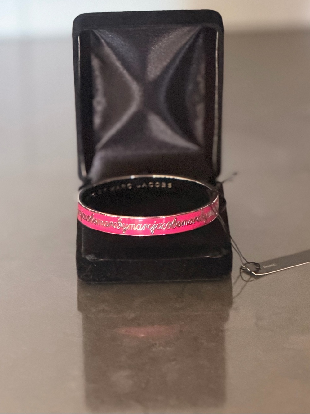 Marc by Mark Jacobs Enamel Logo Script Bangle Bracelet Magenta